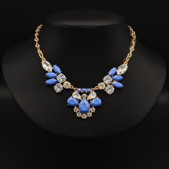 BLUE and Rhinestone Statement Necklace - Picture 1 of 4